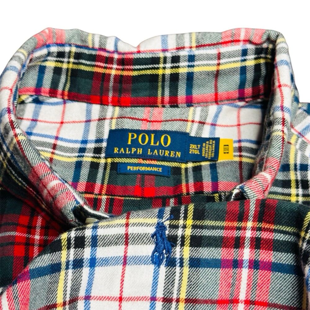 Polo Ralph Lauren Men's 2XLT Red Plaid Long Sleeve Button Shirt Performance